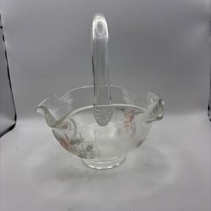 Crystal Rose Etched Basket